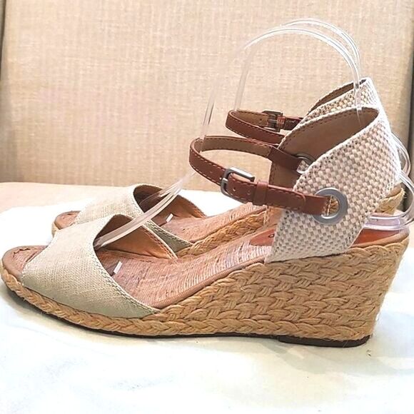 Lucky Brand Kyndra Open Toe Jute Espadrille Wedge Sandals Size 9.5M - Picture 1 of 12
